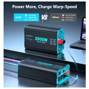 Inversor Onda Pura LANDERPOW 4000W Pico (2000w continuos) 12V DC a 120V AC + 3 Tomas + USB-C PD30W + Control Remoto 15ft miniatura 3
