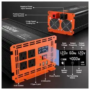 Inversor Onda Modificada  Homkeep 12V DC a 110/120V AC - 8000W M0435 miniatura 2