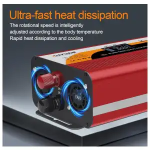 Inversor Onda Pura 3000w Pico (1500W continuo) BrandX XU YUAN RED-1500W 12V/24V Auto-Detect + USB-C Fast Charge + LCD Color miniatura 2