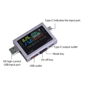 Tester USB-C Dual Digital 4.5-50V 0-8A + PD QC PPS M0138 miniatura 2