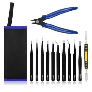 Set Pinzas Precisión Ainiv 11PCS Anti-Estáticas ESD + Micro Cortador para Electrónica, Laboratorio miniatura 2
