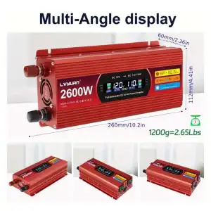 Inversor LVYUAN 2600W Pico (1300 w constante) 12V a 110V M0211 miniatura 3