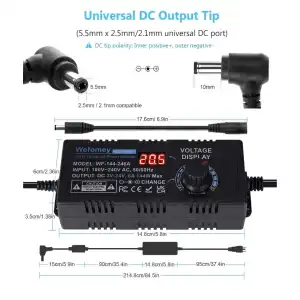 Fuente Universal Ajustable 3V∼24V 6A 144W Variable LCD 14 Puntas + Divisor 4 Vías M0444 miniatura 1