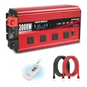 Inversor Potencia 3000W (6000w ) pico 12V a 110V/120V DC a AC LCD Control Remoto 4 AC + 4 USB 3.1A Auto Camión Bote RV Solar miniatura 3