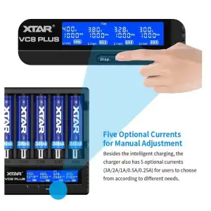 XTAR VC8 Plus Cargador 8 Bahías 21700 18650 Smart LCD 1A_8 Fast + Adaptador DC 12V 3A miniatura 2