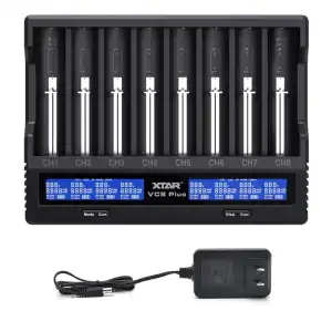 XTAR VC8 Plus Cargador 8 Bahías 21700 18650 Smart LCD 1A_8 Fast + Adaptador DC 12V 3A miniatura 1