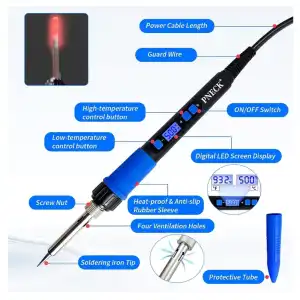 Kit Cautín Soldador 80W Lápiz T Azul PNECK M049 miniatura 2