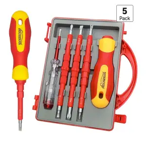 Juego Destornilladores Eléctricos Aislados 5 Piezas 1000V Intercambiables M0457 miniatura 1
