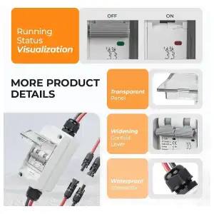 HCOVTXR Switch Desconexión Panel Solar 1000V 30A DC IP65 Outdoor M0668 miniatura 2