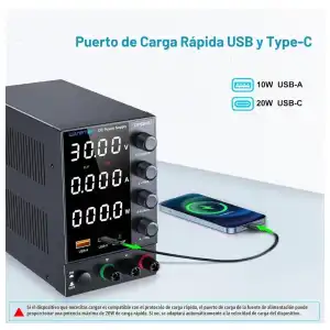 Fuente Laboratorio WANPTEK DPS305U 30V 5A USB Tipo C OCP - M1005 miniatura 4