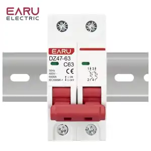 Interruptor Termomagnético ( breaker ) C45N 2P 63A 400V 6kA Riel DIN - M1020 miniatura 1