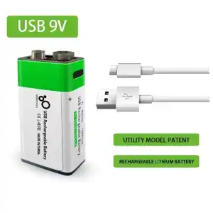 Batería Recargable Litio 9V Type-C USB para Multímetro Micrófono - M1024 miniatura 1