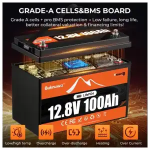Batería Litio LiFePO4 12V 100Ah Smart Bluetooth BMS 100A 15000 Ciclos - M1033* miniatura 2