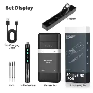 *Kit Soldador HOTU Multifunción LCD 8s Rápido 180-450°C Recargable 3 Puntas - M1070 miniatura 1
