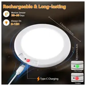 Lámpara Techo Inalámbrica Recargable Magnética Sensor + Control Remoto 3 Colores - M1069 miniatura 5