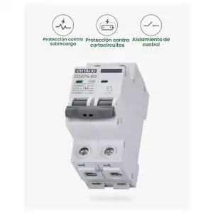 Interruptor Termomagnético MCB 40A 2 Polos AC Riel DIN Solar - E1031 miniatura 3