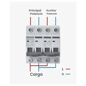 Breaker Transferencia Manual Chtaixi 50A 120V/240V AC Dual 2-Polos Riel DIN - M1030 miniatura 2