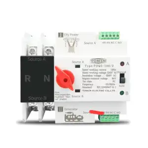 ATS Riel DIN TOMZN Monofásico 110V 2P 63A Transfer Automática Dual - E1054 miniatura 1