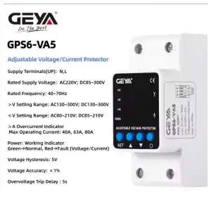Protector Tensión Ajustable GEYA 63A 110VAC Display Digital Voltaje M1056 miniatura 2