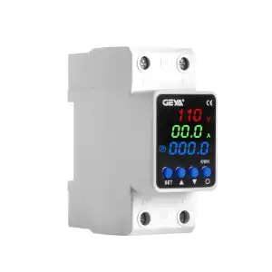Protector de Corriente GEYA Inteligente 2P 63A 110VAC Auto Reset con KWH - M1057 miniatura 1