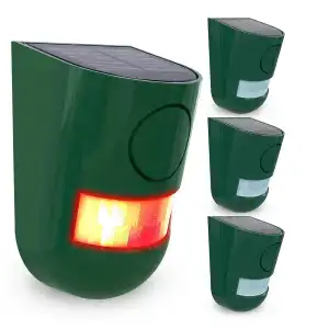Alarma solar con sensor de movimiento PIR, sirena y luz intermitente para exteriores M0995 miniatura 1