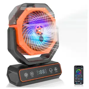 Ventilador portátil recargable para camping con nebulizador, luces RGB y control por app M0997 miniatura 1