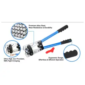 Kit Crimpeadora Batería AWG 8-1/0 Heavy Duty 60 Terminales + Termo + Guantes M1065 miniatura 2