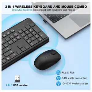 Combo teclado y mouse inalámbrico Mk258 ergonómico silencioso 2.4G E1043 miniatura 5