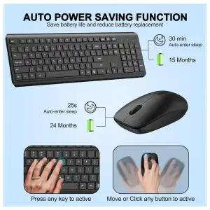 Combo teclado y mouse inalámbrico Mk258 ergonómico silencioso 2.4G E1043 miniatura 4