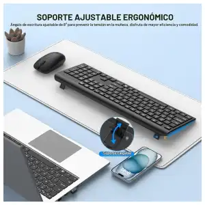 Combo teclado y mouse inalámbrico Mk258 ergonómico silencioso 2.4G E1043 miniatura 3