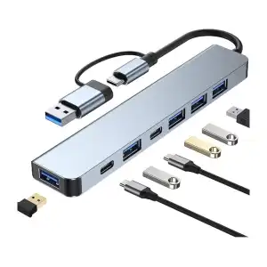 HUB USB C 7 en 1 Adaptador Multipuerto USB 3.0 PD USB  2.0 Tipo C. E1046 miniatura 1