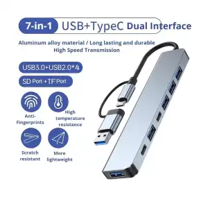 HUB USB C 7 en 1 Adaptador Multipuerto USB 3.0 PD USB  2.0 Tipo C. E1046 miniatura 4