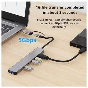 HUB USB C 7 en 1 Adaptador Multipuerto USB 3.0 PD USB  2.0 Tipo C. E1046 miniatura 2
