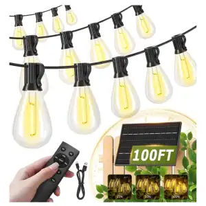 Tiras luces solares exterior 30m (100 pies)36 bombillas led USB remoto -E1048 miniatura 1