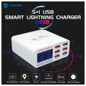 Sunshine SS-304Q 304D 6 puertos USB Estación de carga rápida inteligente. Cargador M0682 miniatura 6