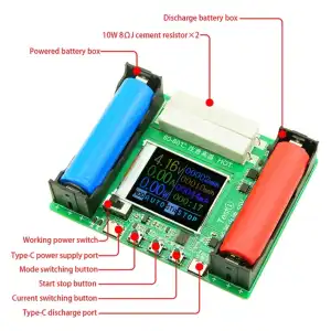 Tester Módulo probador de capacidad de batería tipo C, 2 puertos, 18650 MAh, MWh, pantalla Digital, medición de batería de litio, Detector de potencia  M0694 miniatura 3