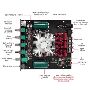 Amplificador 160w Clase D ZK-HT21 M0371 miniatura 3
