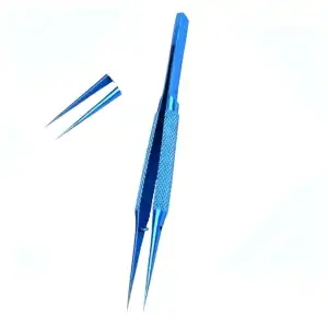 Pinza aleación titanio azul Recta M0222 miniatura 1