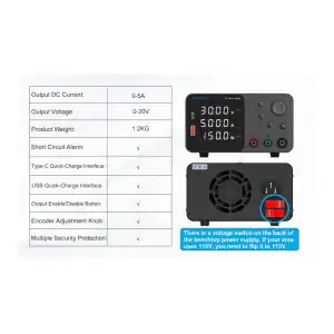Fuente Wanptek 30v 10 A TPS3010 miniatura 6