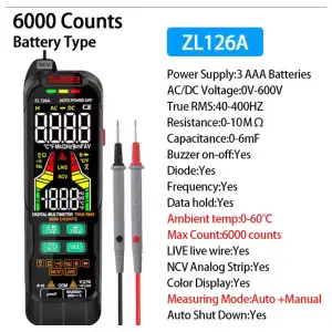 Multimetro inteligente Recargable  ZL126A M0386 miniatura 8