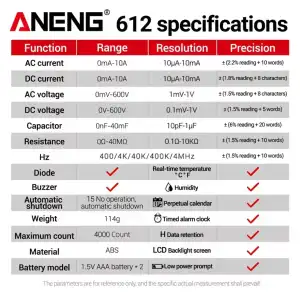 MULTIMETRO Aneng 612 M0309 miniatura 2