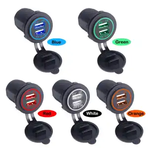 Módulo Cargador, carga rápida USB Motos y Carros AZUL🔵 M0144 miniatura 2