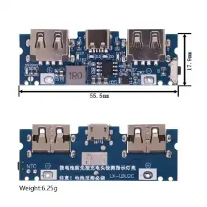 Placa de cargador de batería. Micro/tipo-c USB 5V 2.4A Dual USB 18650 Boost M0756 miniatura 3