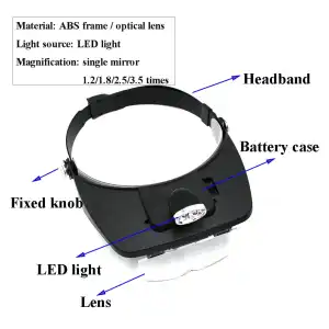 Lupa binocular de cabeza con luz LED, 4 lentes . Lupa de alta definición para multiusos. Herramienta de injerto de apicultura. M0522 miniatura 3