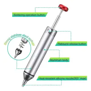 Ventosa de soldadura sin obstrucciones, bomba, desoldador , chupa estaño metalico miniatura 3