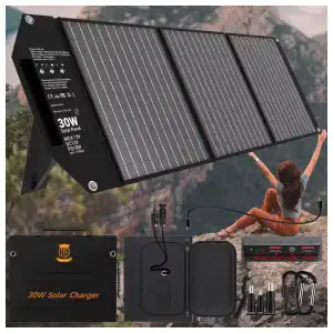 Cargador solar portátil de 30w. Plegable y listo para viajes. miniatura 1