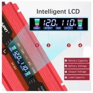 Inversor de corriente 2000 W 12V a 110V . Alta potencia y carga rápida USB miniatura 3