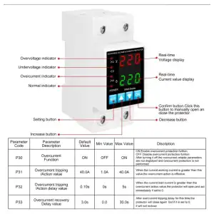 ⚡ Protector de Voltaje Ajustable en Riel Din 40A 230V miniatura 2