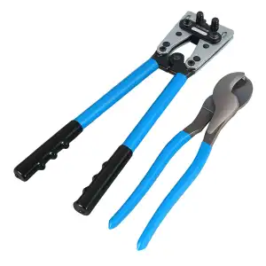🔧 Herramienta de Crimpado + Cortacables Profesional para Cables 6-50mm² (10, 8, 6, 4, 2 y 1/0 AWG) miniatura 1