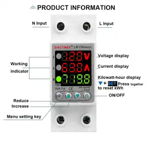 Protector de Voltaje  y Medición Precisa para tus Equipos Sinotimer 40A 1100v M0855 miniatura 4